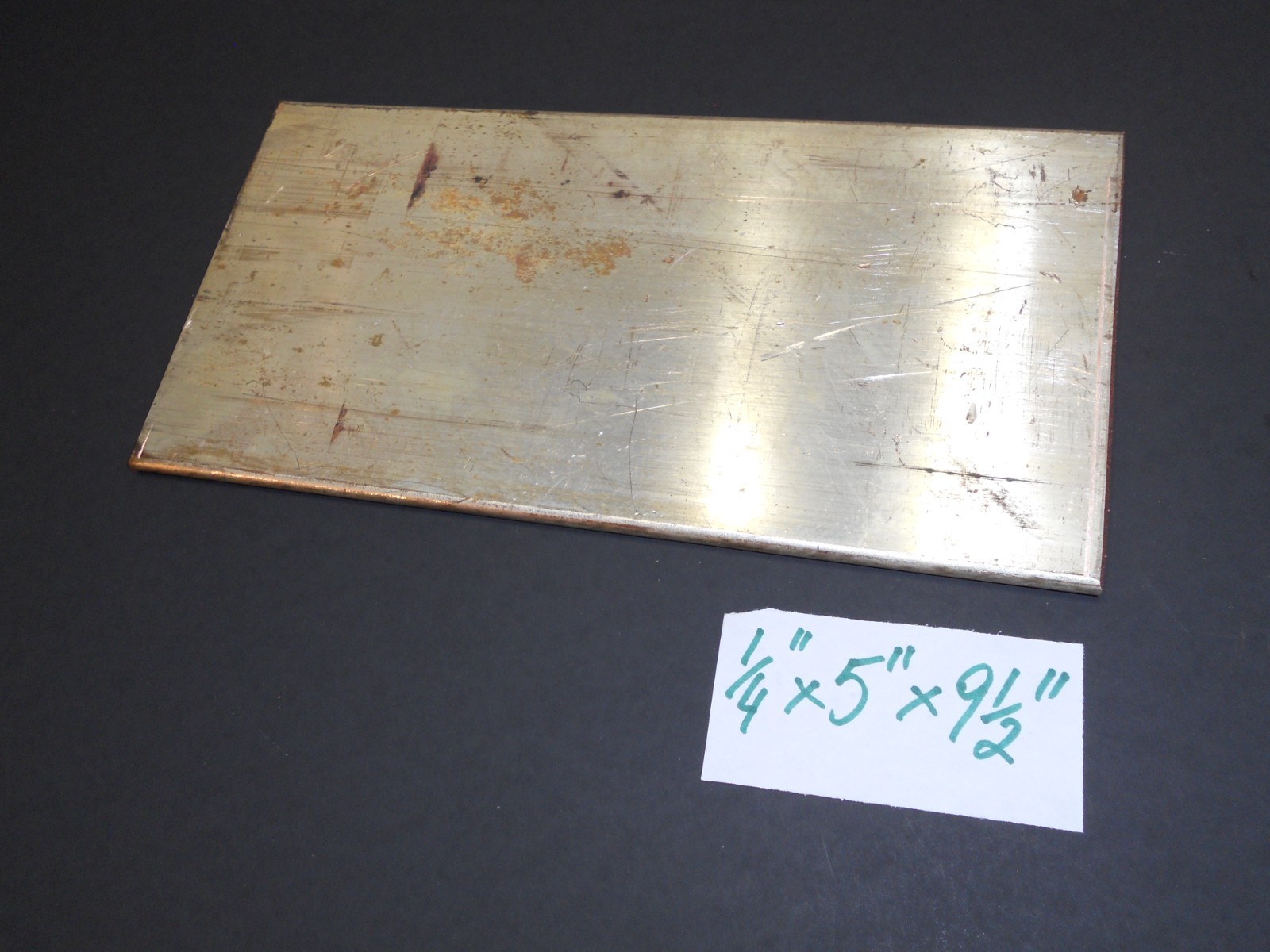 1/4″ x 5″ x 9 1/2″ copper 110 alloy, silver plated, cut from buss bar.