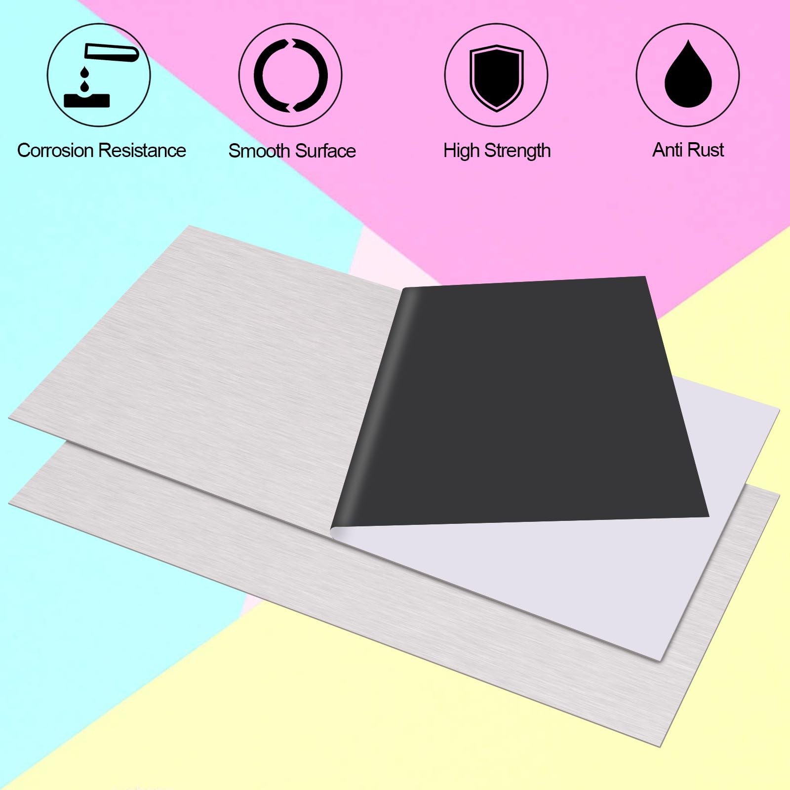 2Pcs 430 Stainless Steel Sheet Metal 6″ x 12″ x 1/32″ Inch Metal Plates for Magn