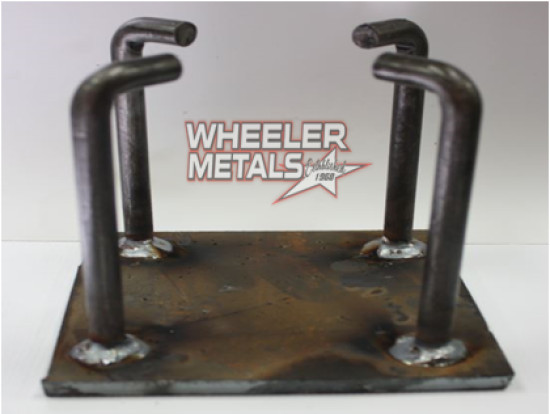 6″ x 6″ x 3/8″ Steel Base Plate with 8″ x 1/2″ Pin for Metal Buildings