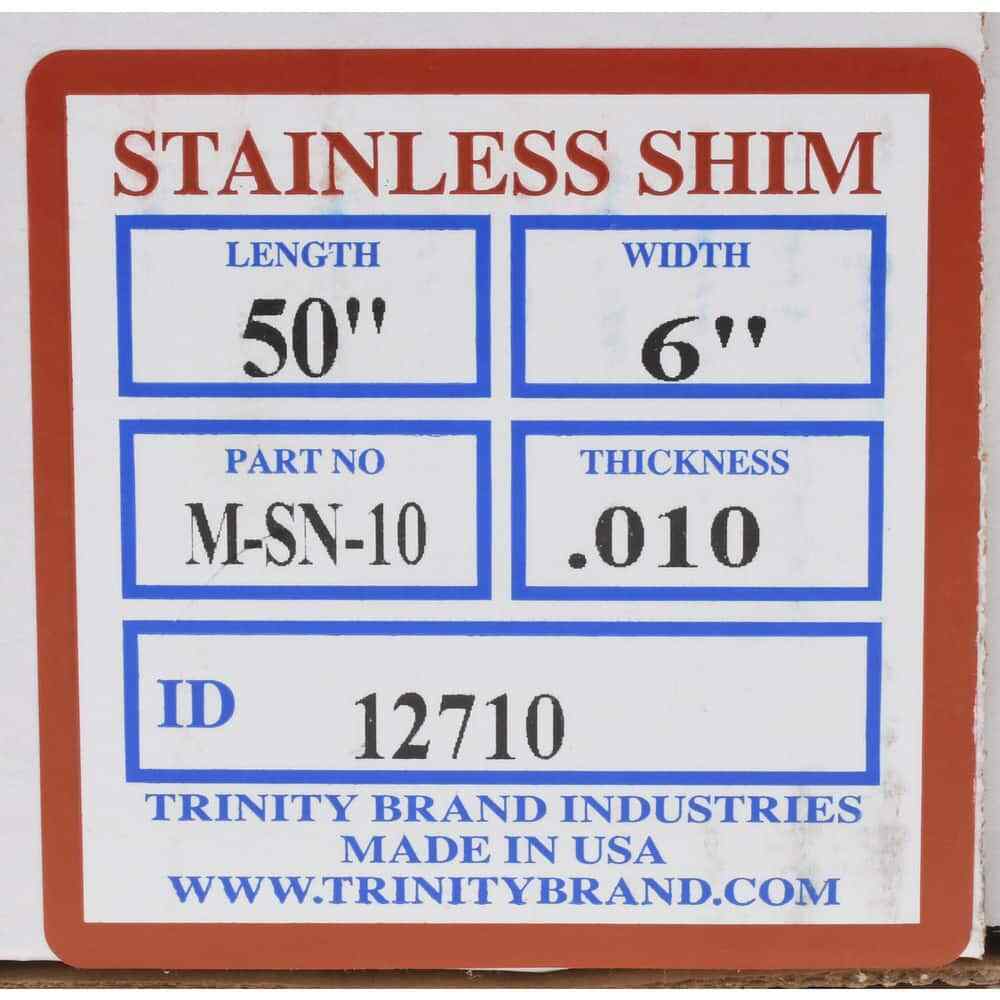 Type 302 Stainless Steel Shim Stock Roll 50″ x 6″ x 0.01″ Thick, Made in USA