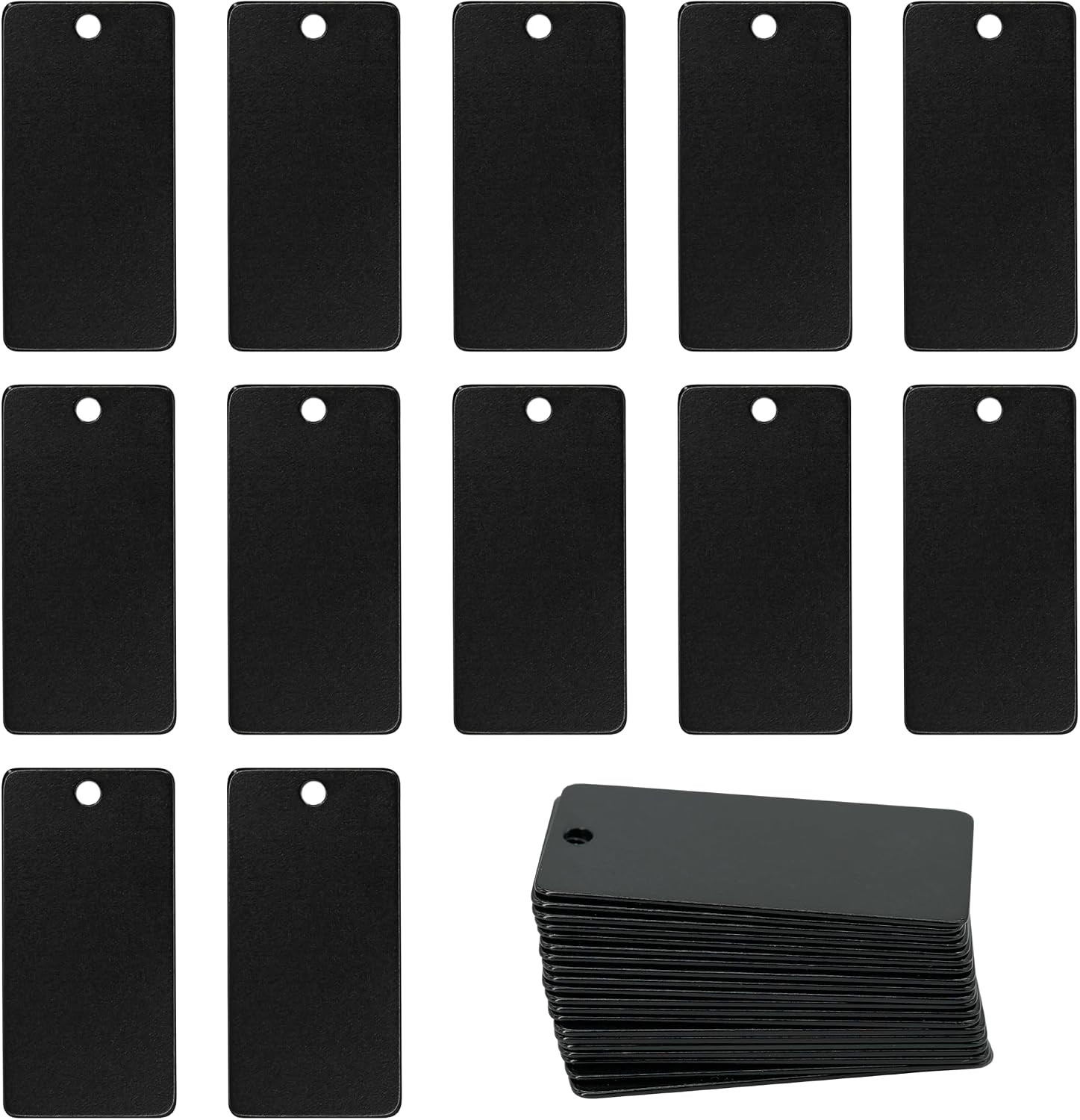 Aluminum Engraving Blanks Rectangle Blank Tags 1 Inch x 2 Inch 25 Pack (Black)