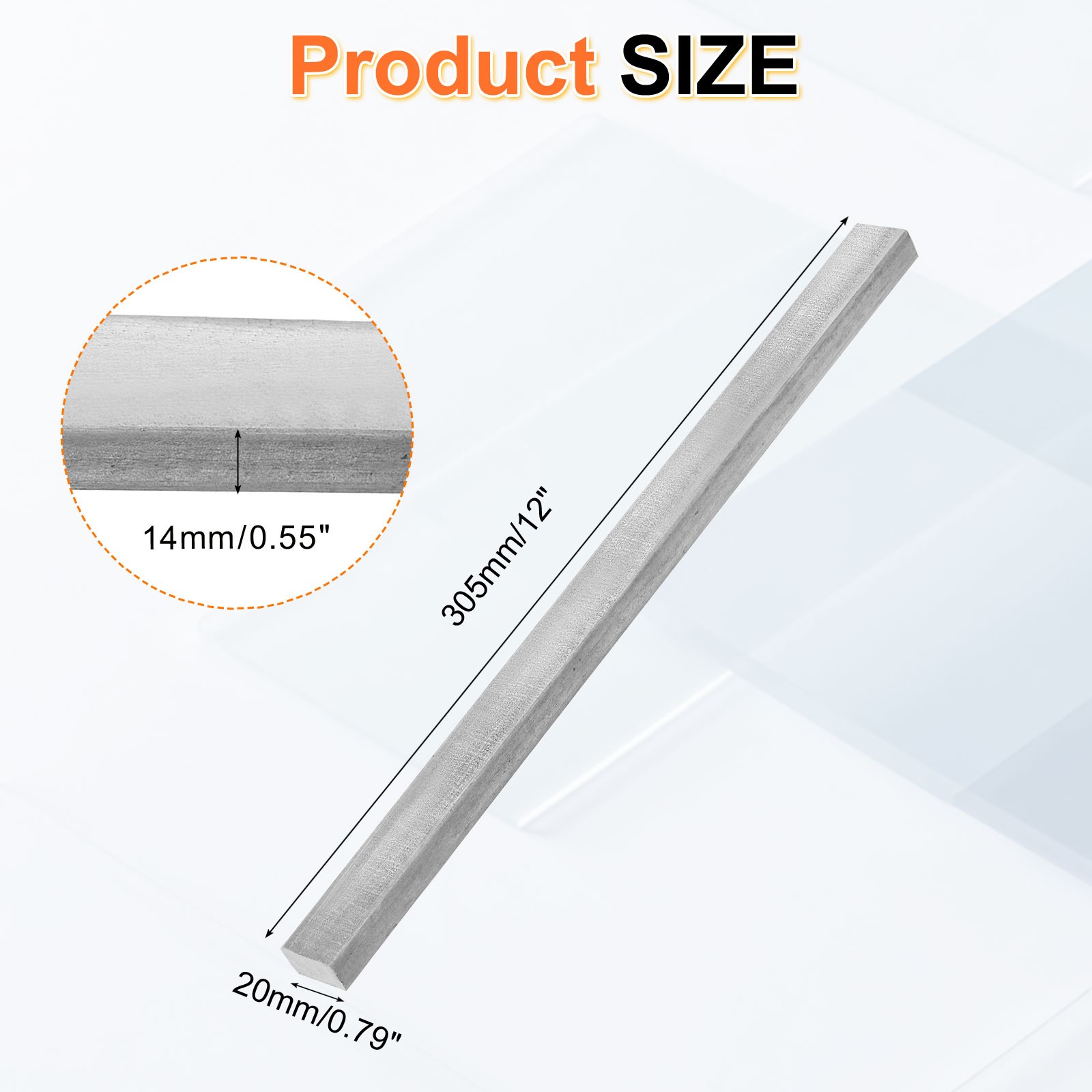 1018 Cold Rolled Carbon Steel Bar, 0.55″x0.79″x12″ Rectangular Flat Bar