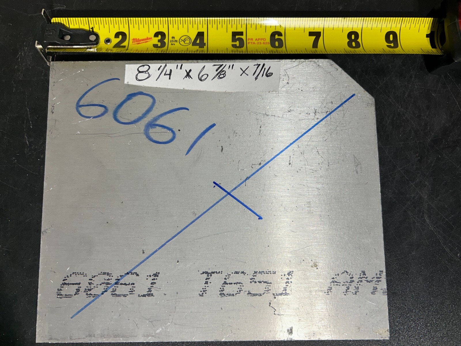 Aluminum flat stock plate8 1/4″x6 7/8″x7/16″ 6061-T651 ams qqa 250 11 QTY (3)