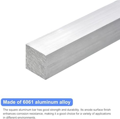 uxcell Square Aluminum Flat Bar, 1″ Thickness 1″ Width 12″ Length Square Alum…