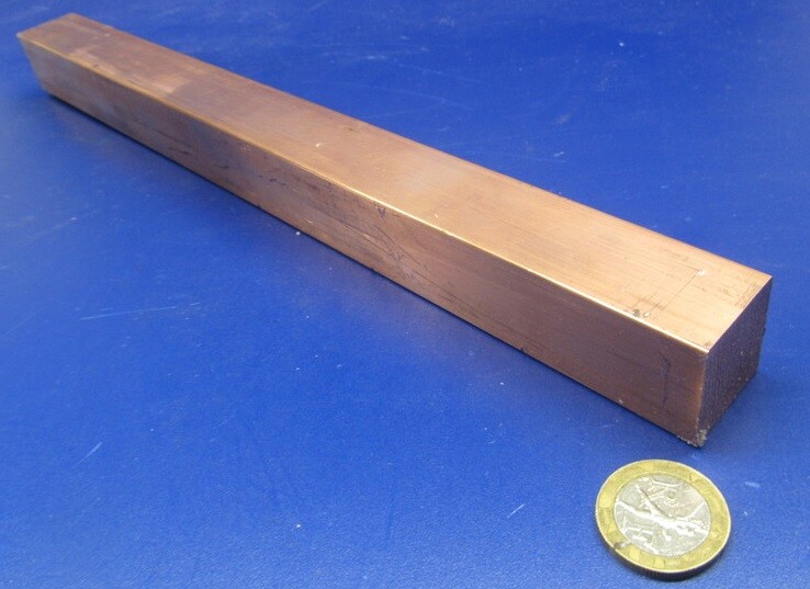 110 Copper Square Bar H02, 1.0″ Thick x 1.0″ Wide x 1 Ft Length