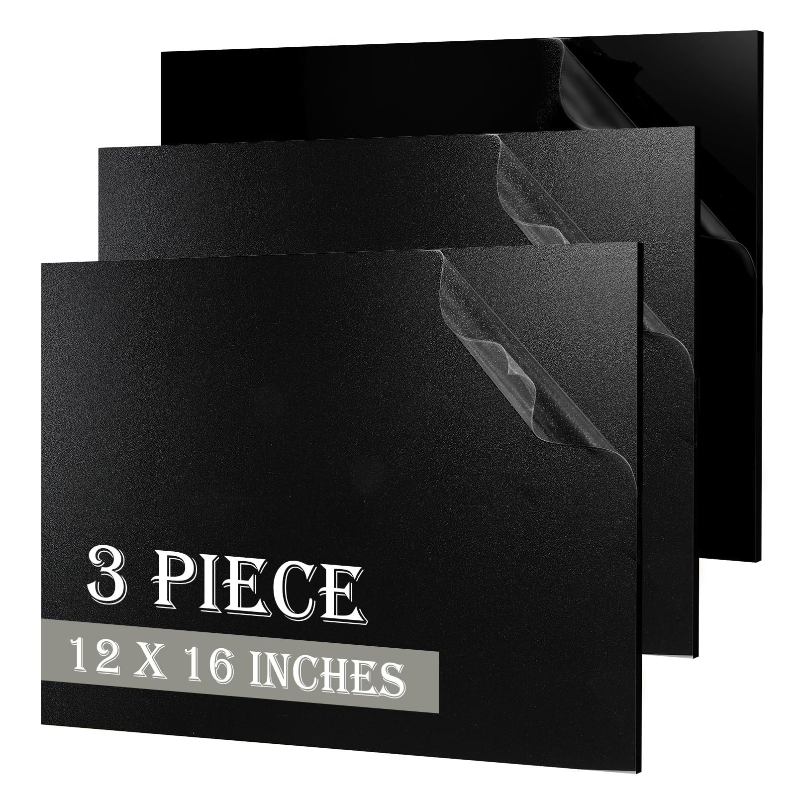 3 Pack Black ABS Plastic Sheet 12” x 16” x 1/8″,Phiowocx 3mm Thick M