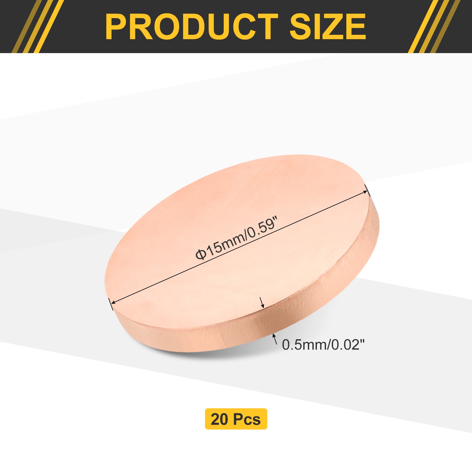 20Pcs Copper Round Plate, 0.02″ Thick 0.6″ Dia C1100 Pure Copper Sheet