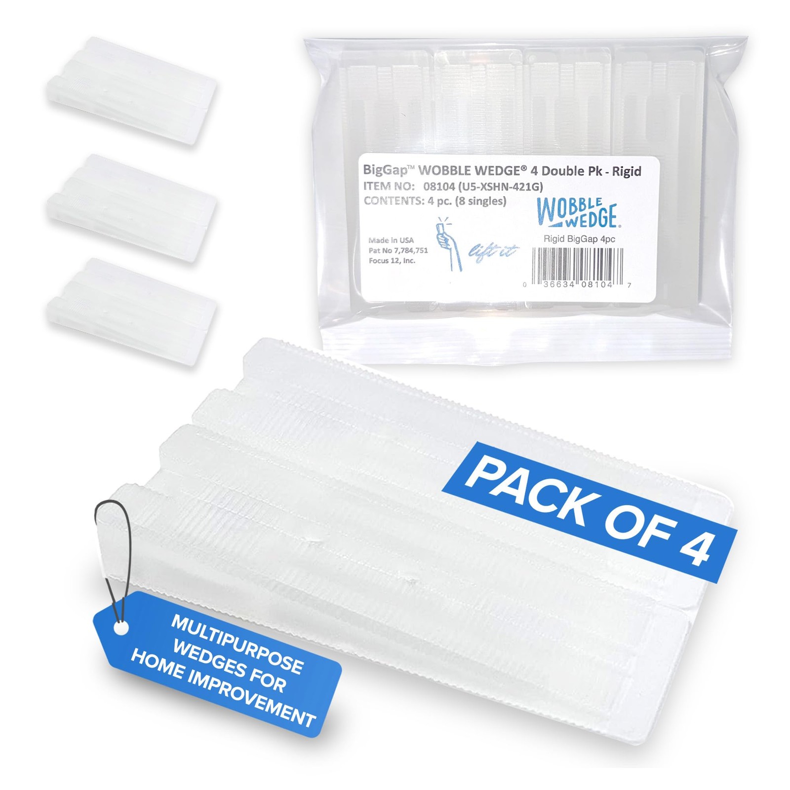 Wobble Wedge BigGap Rigid Plastic Shims – Made in USA, Multipurpose Wedges fo…