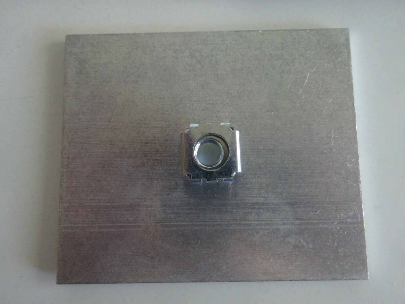 3 Pcs. 1/8 X 3 ALUMINUM FLAT BAR 3 1/2″ in length with 5/16-18 cage nut centered