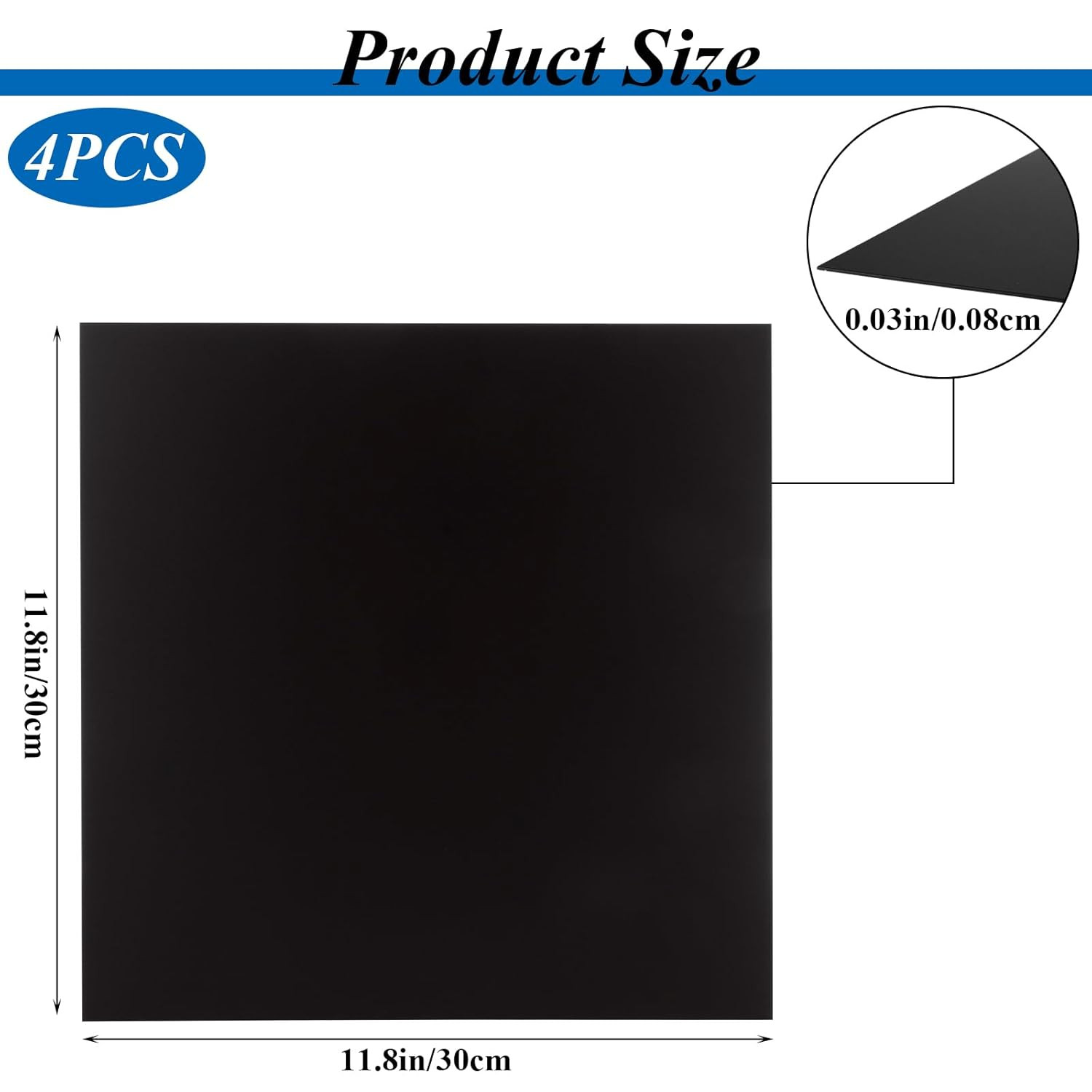 4PCS 12 X 12 X 1/32 (0.04”) Inch Anodized Aluminum Sheet, Black Aluminum Engr…