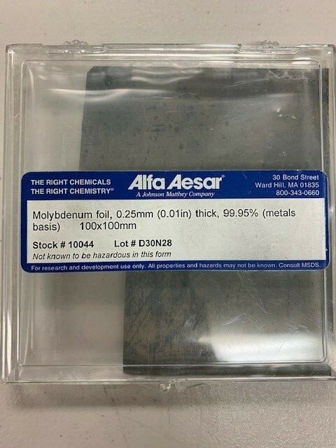 High Purity Molybdenum foils 99.9-99.95% purity