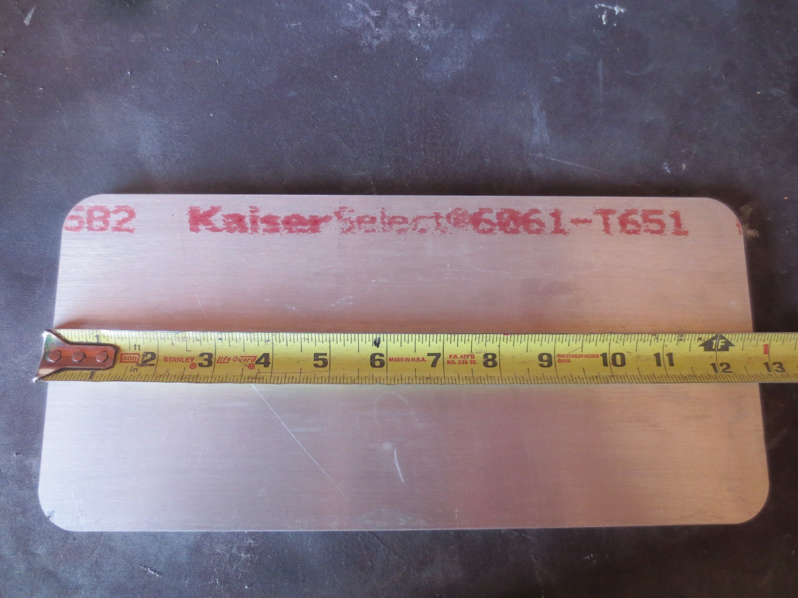 1/4″ (.25″) Aluminum Sheet Plate 6″ x 12-3/4″ 6061-T6 FREE SHIPPING