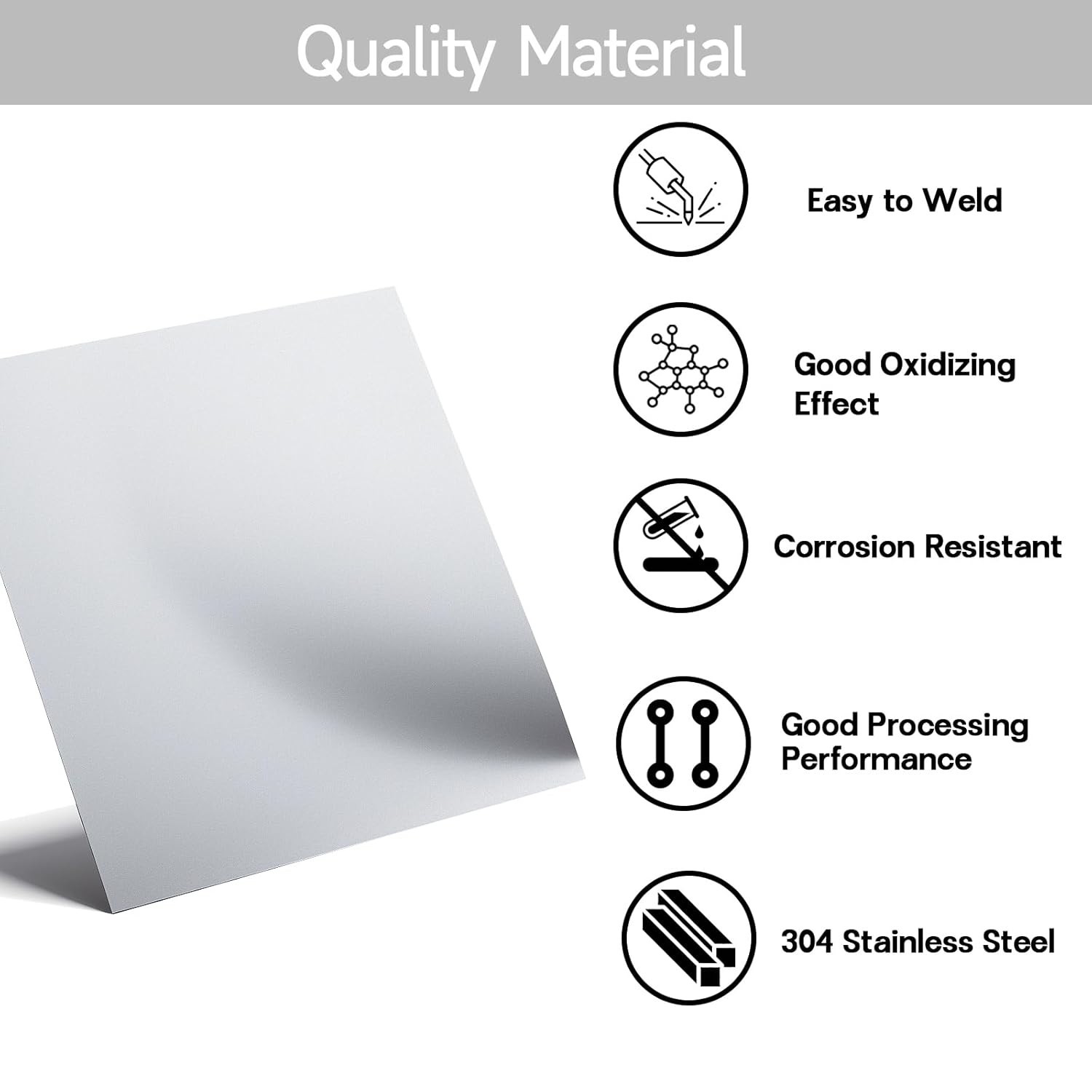 304 Stainless Steel Sheet – 12″ X 12″ X 1/8″ Thin Stainless Steel Plate 1/8 Inch