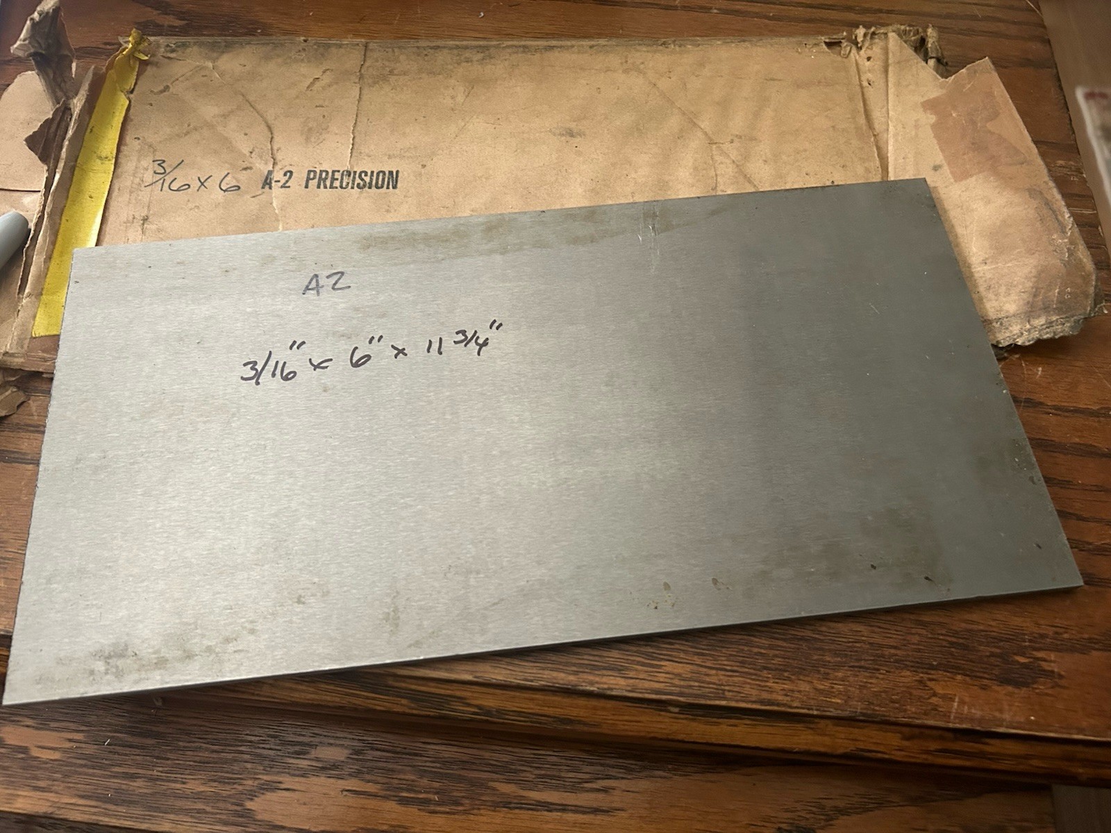 A2 Tool Steel, 3/16” x 6” x 11-3/4″, Flat Ground Bar, Machine Stock