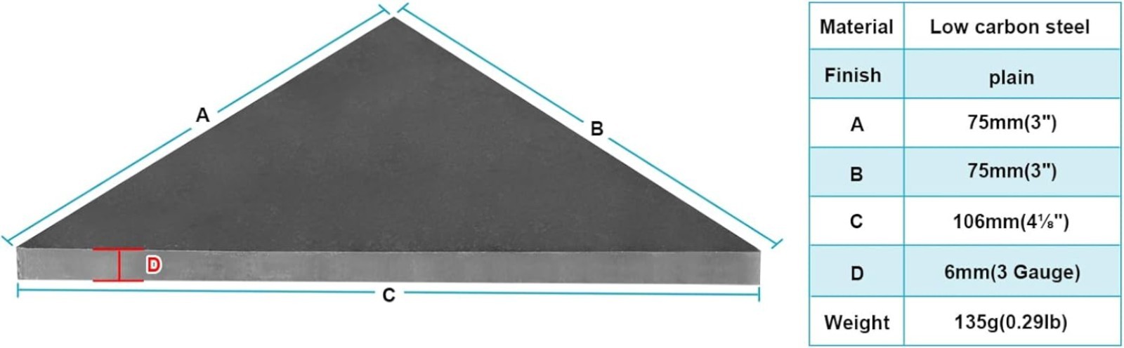 10 PCS Heavy Duty Steel Plate Gussets 3″X3″ X 1/4″ Weld on Triangle Gusset Base