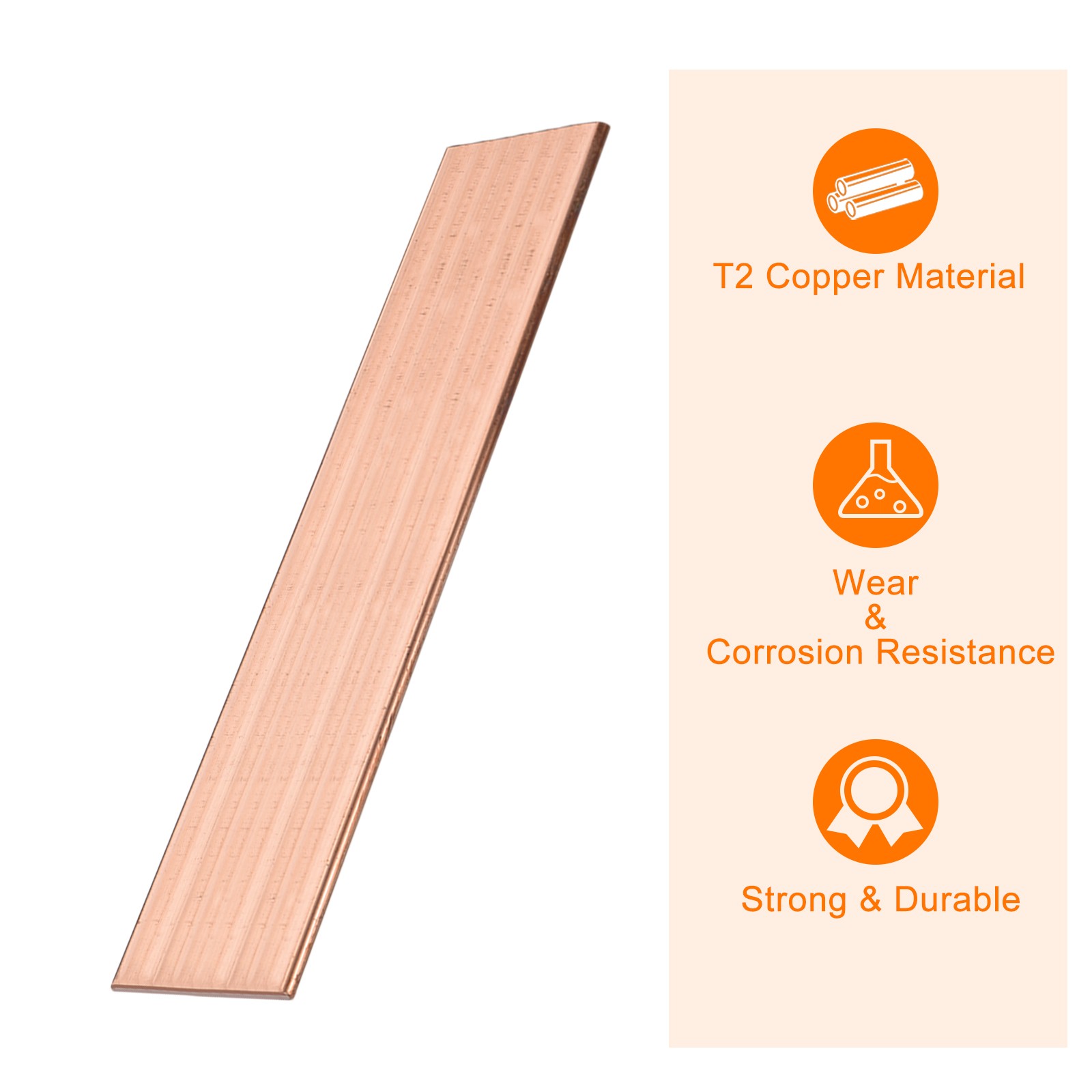 Copper Flat Bar 1/16″ Thickness x 2″ Width x 6″ Length Copper Bar Stock
