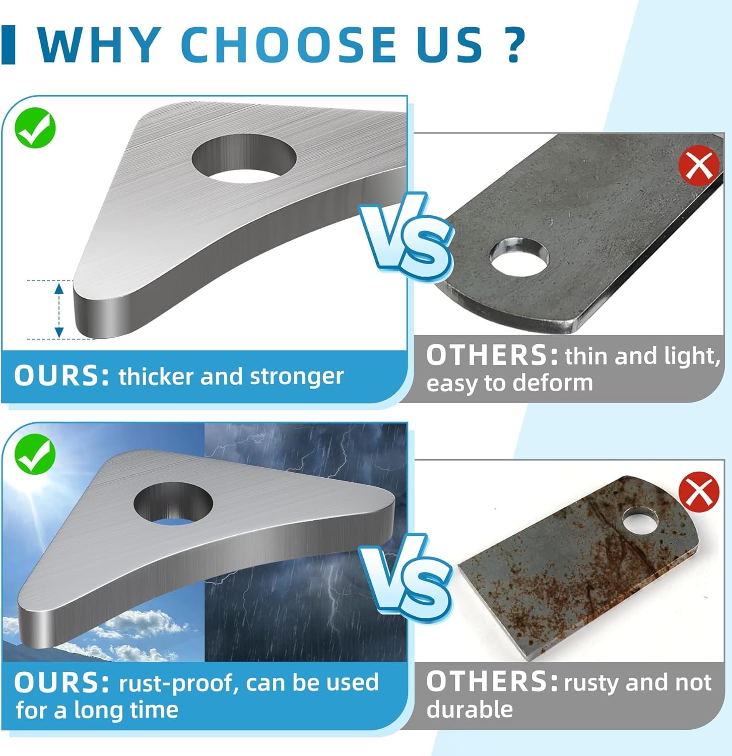 10 Pcs Weld on Tabs with 1/2″ Holes, Weld on Steel Gussets, Weld on Shock Mounts