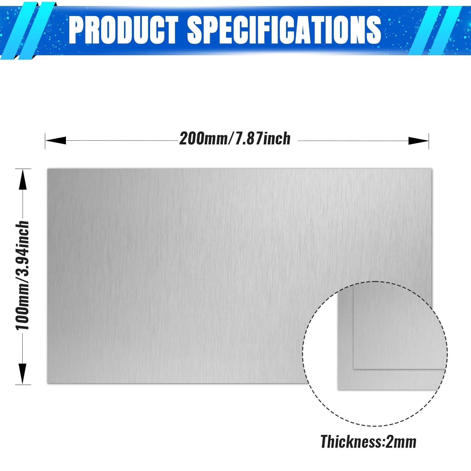 Uxney 2mm Stainless Steel Sheet 4×8 Inch, 430 4″ x 8″-14 Gauge(2mm), Silver