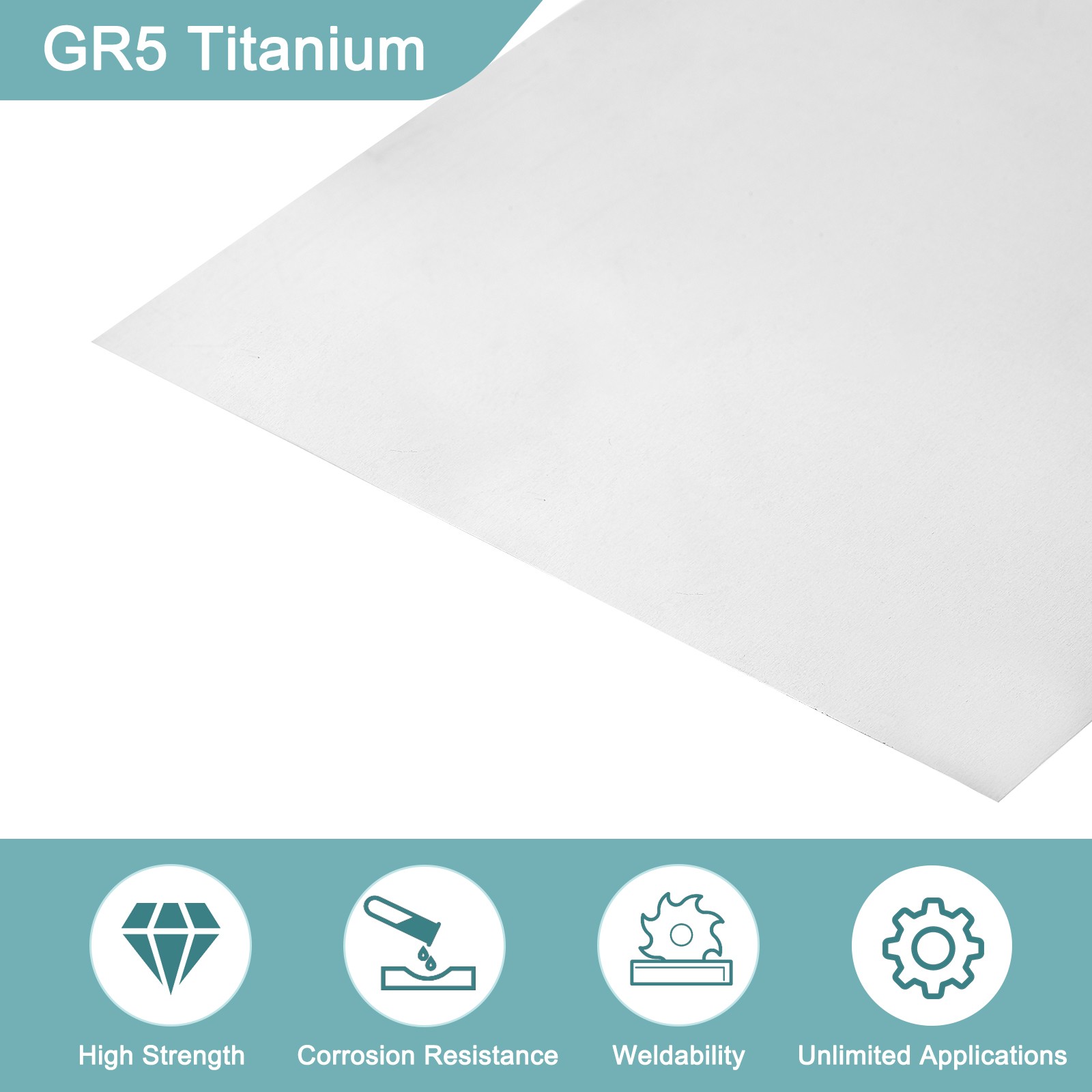 1Pcs GR5 Titanium Plate Sheet, 100x100x0.2mm Titanium Alloy Metal Sheet