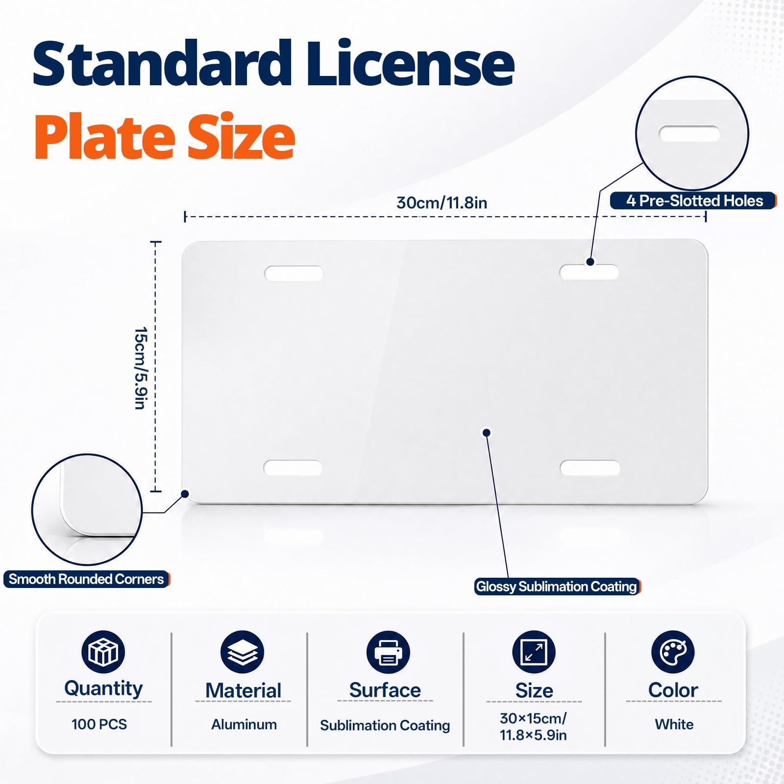 100 Pack Sublimation License Plate Blanks, 6″X12″ x 0.65mm Aluminum