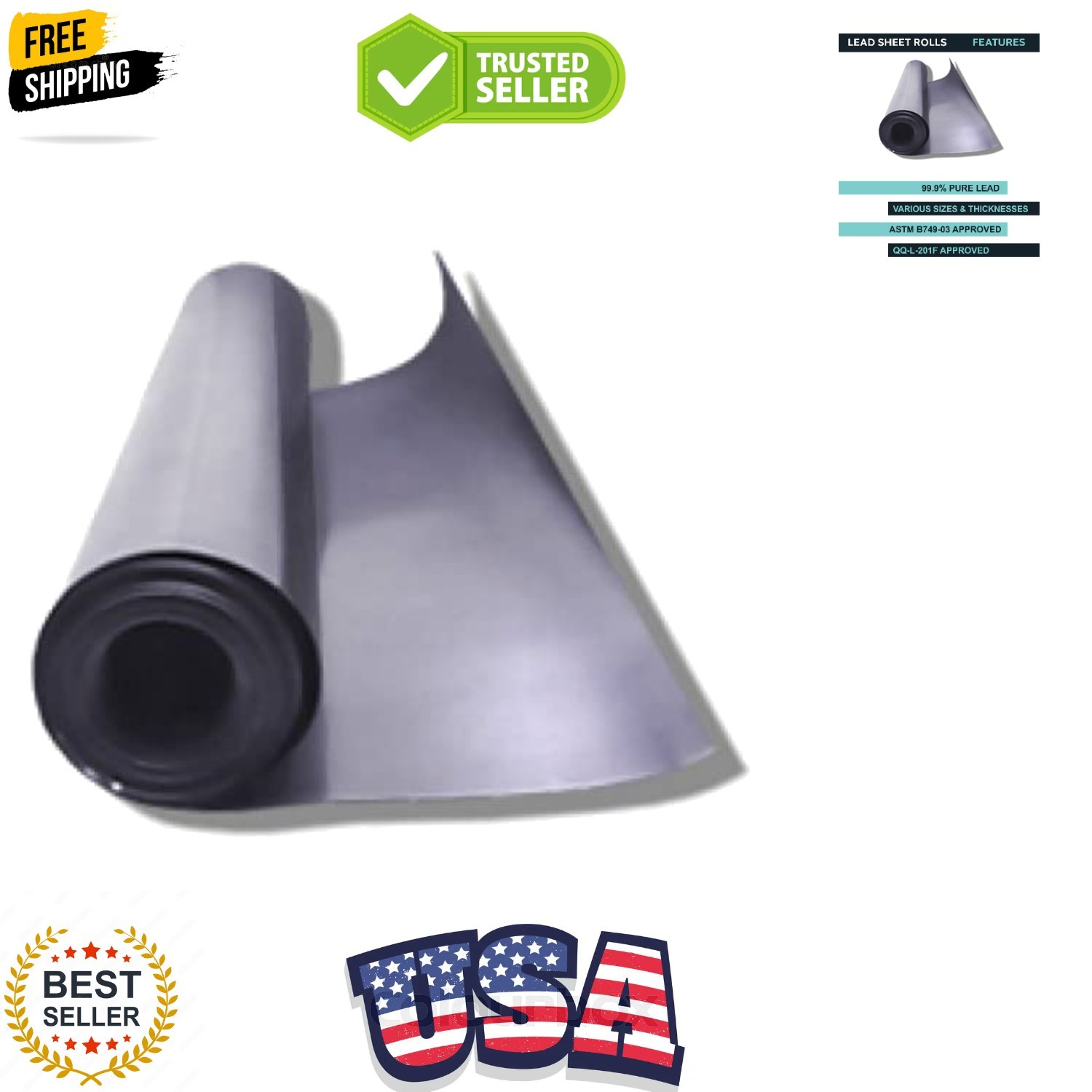 Sheet Lead, Lead Sheeting, Sheet Lead Rolls 1/16″ x 12″ x 48″