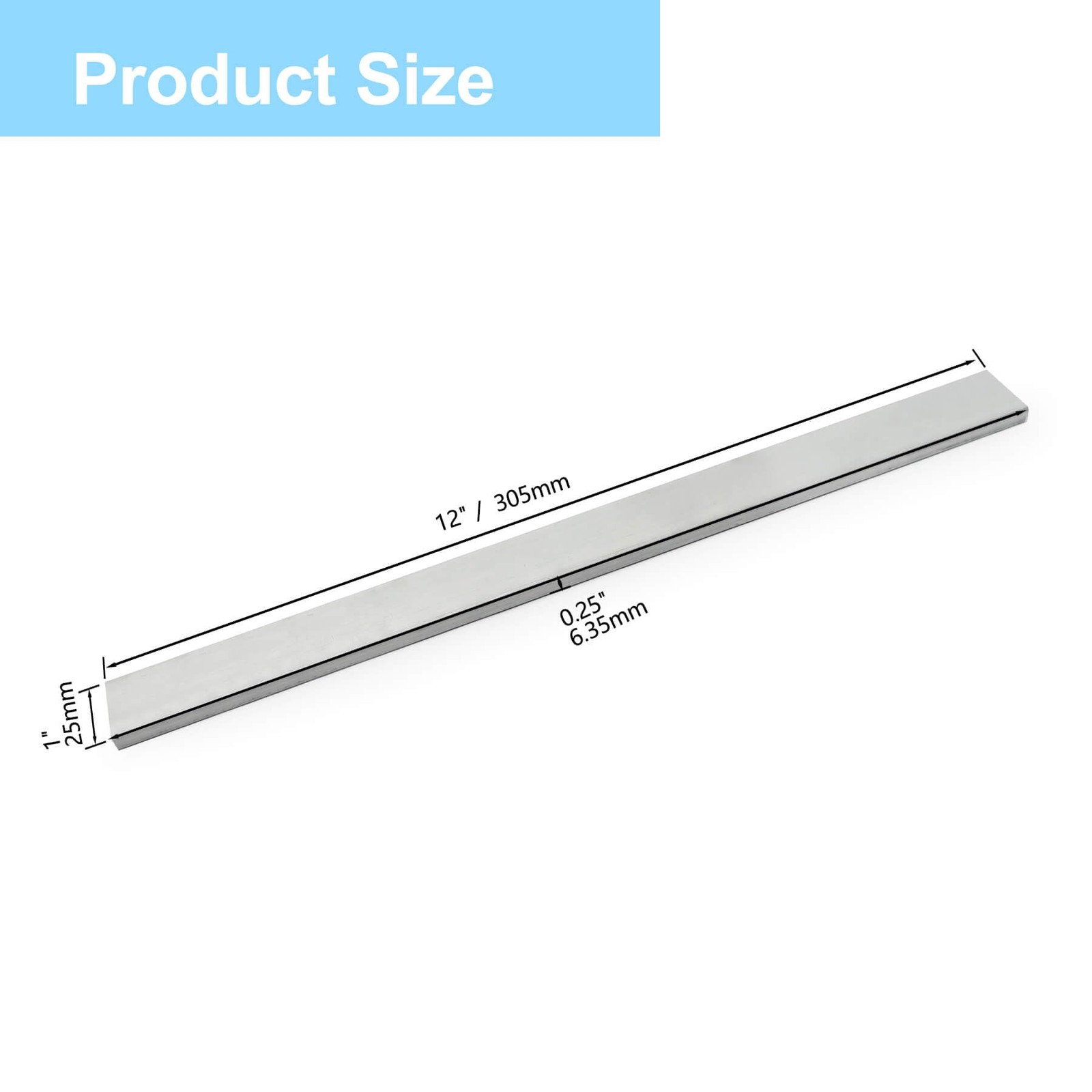 Aluminum Flat Bar Plate 12 Length 1 Width 1/4 Thickness Metal Stock 2 PCS