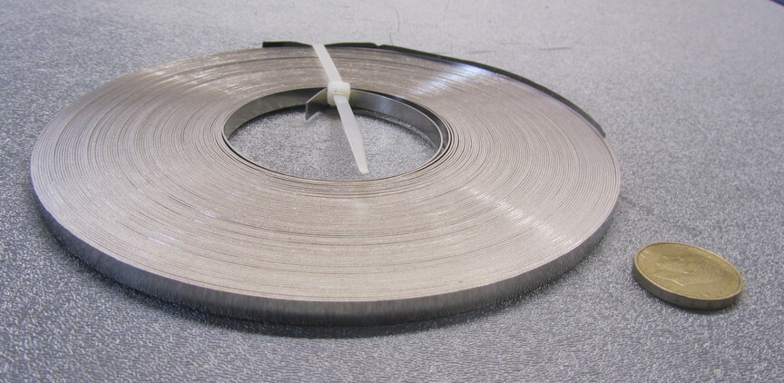 301 Stainless Steel Sheet Shim, .025″(+/-.0010″) x 1/4″ Width x 10 Foot Length