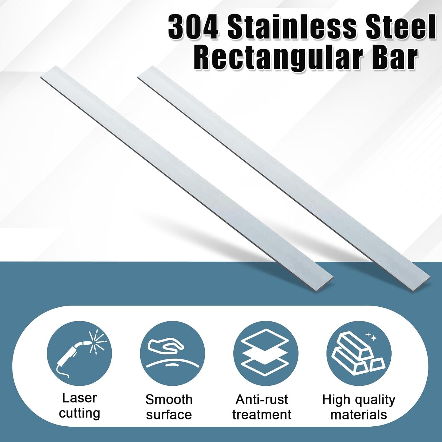 2 Pcs 304 Stainless Steel Flat Bar 12″ Length, 1-1/2″ Width, 1/8″ Thickness 2…