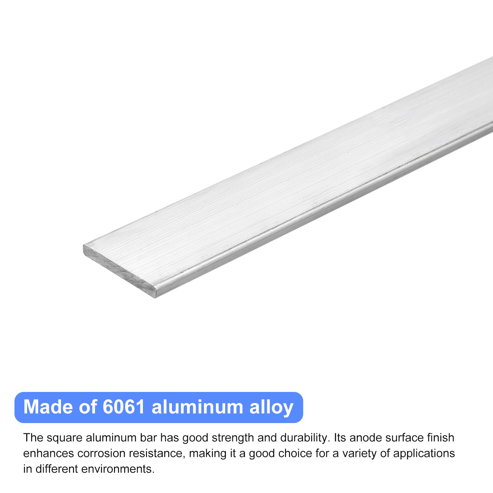 Square Aluminum Flat Bar, 6pcs 1/8″ Thickness 1″ Width 12″ Length