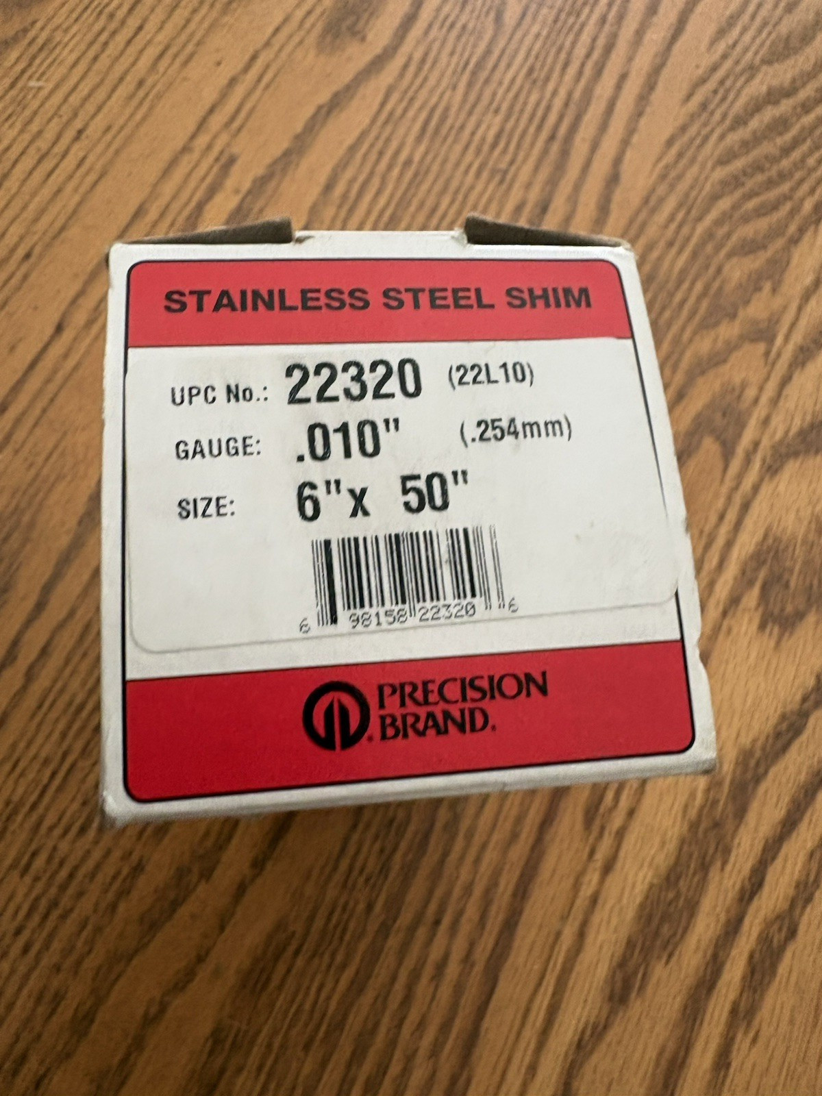 NEW NIB PRECISION BRAND Stainless Steel 22320 Shim 6″ x 50″ Gauge .010″
