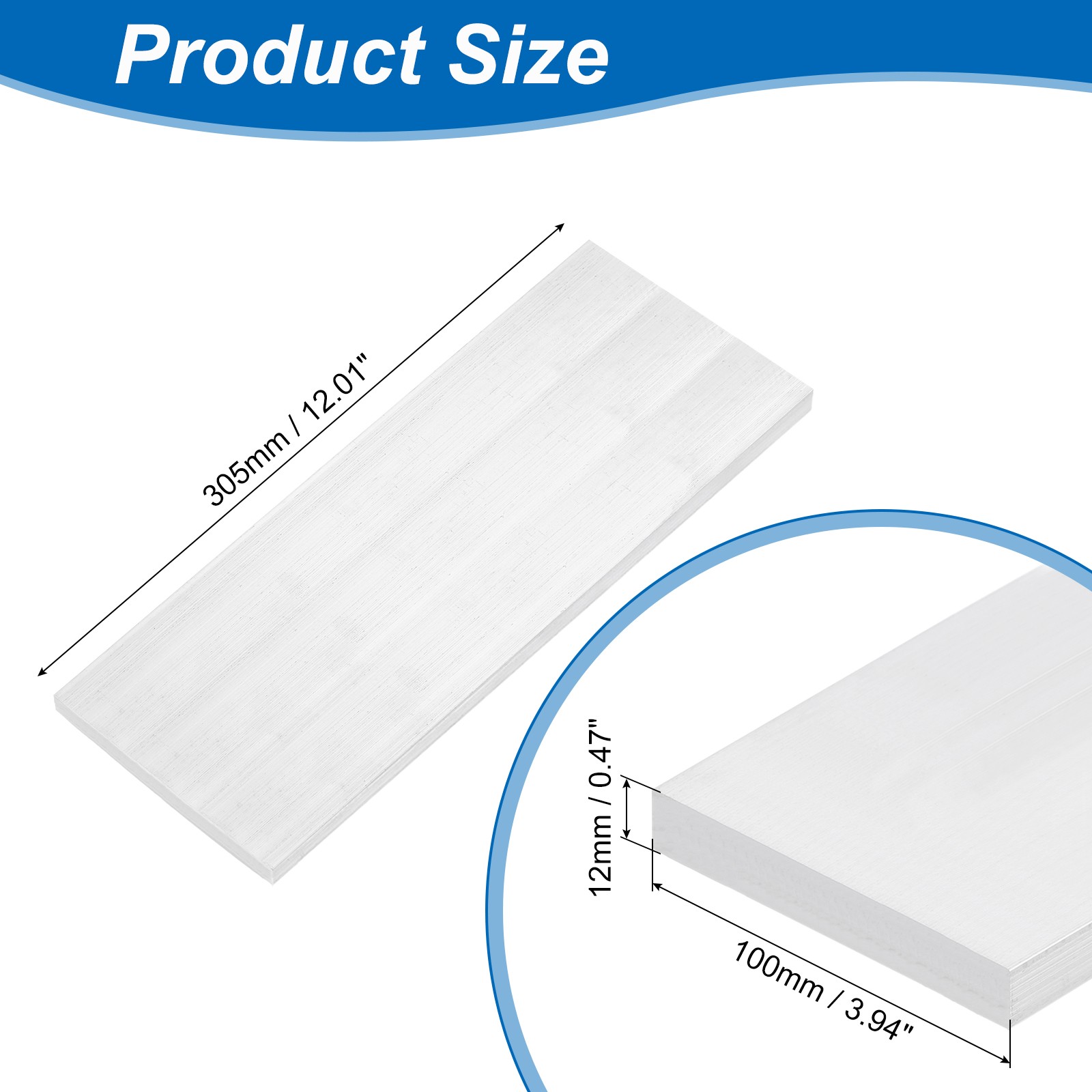 Square 6063 Aluminum Flat Bar 1/2″ Thickness 4″ Width 12″ Length