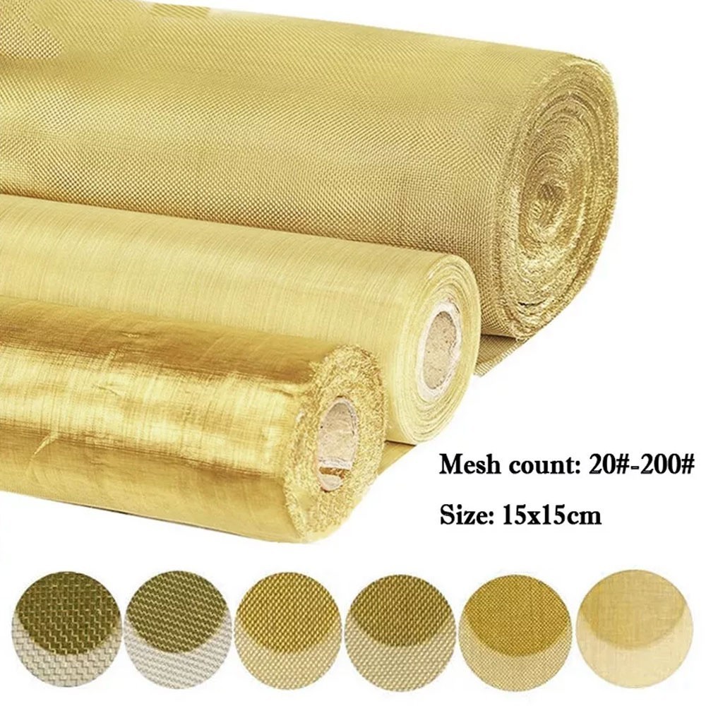 2Pcs 20 Mesh Brass Woven Wire Screen Net Mesh Dense Filter EMF Shielding 6″x6″