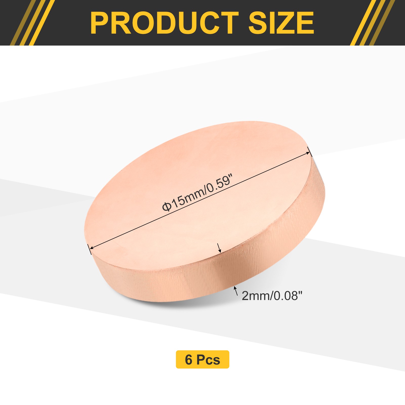 6 Pcs 0.08″ Thick 0.6″ Dia Copper Round Plate C1100 Pure Copper Sheet