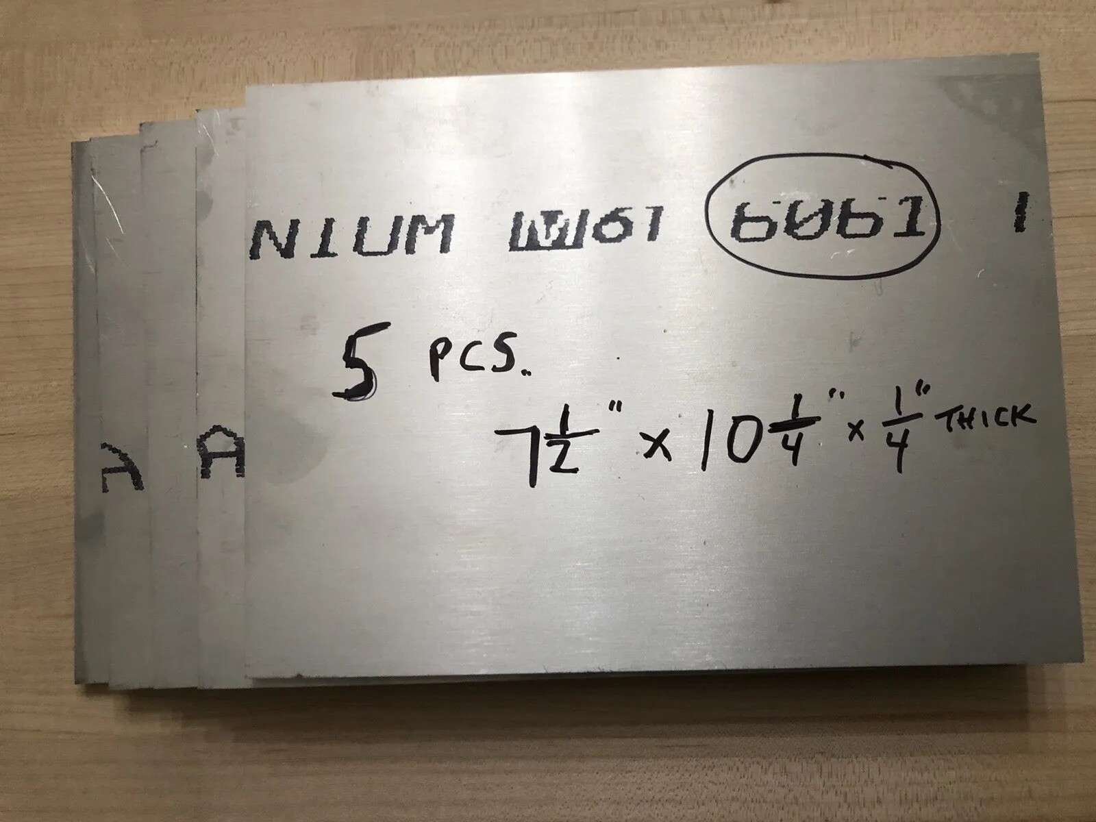ALUMINUM 6061 PLATE 1/4” X 7 1/2” X 10 1/4” LOT OF 5 PCS MILLING MACHINE