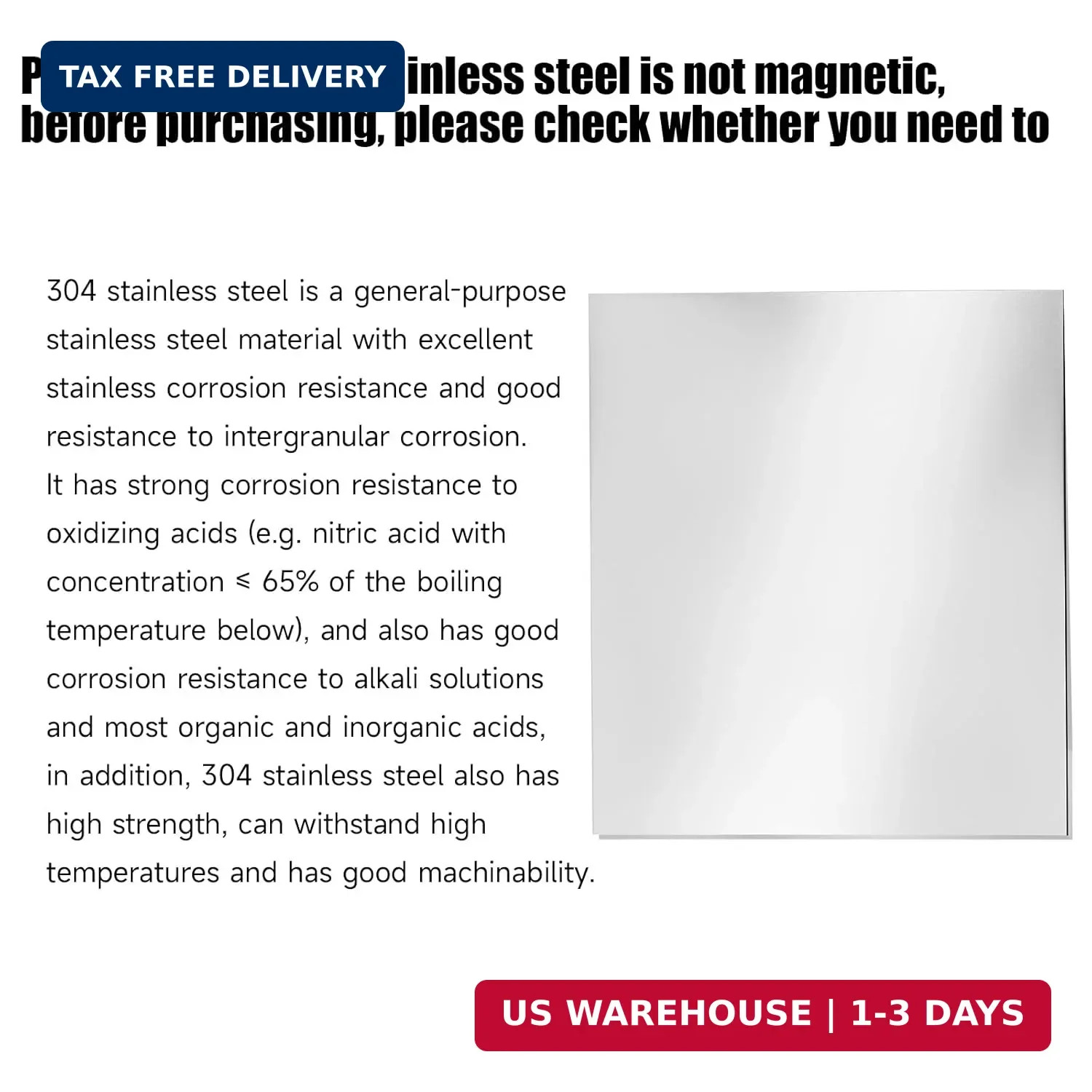 304 Stainless Steel Sheet – 12″ X 12″ X 1/8″ Thin Stainless Steel Plate 1/8 Inch