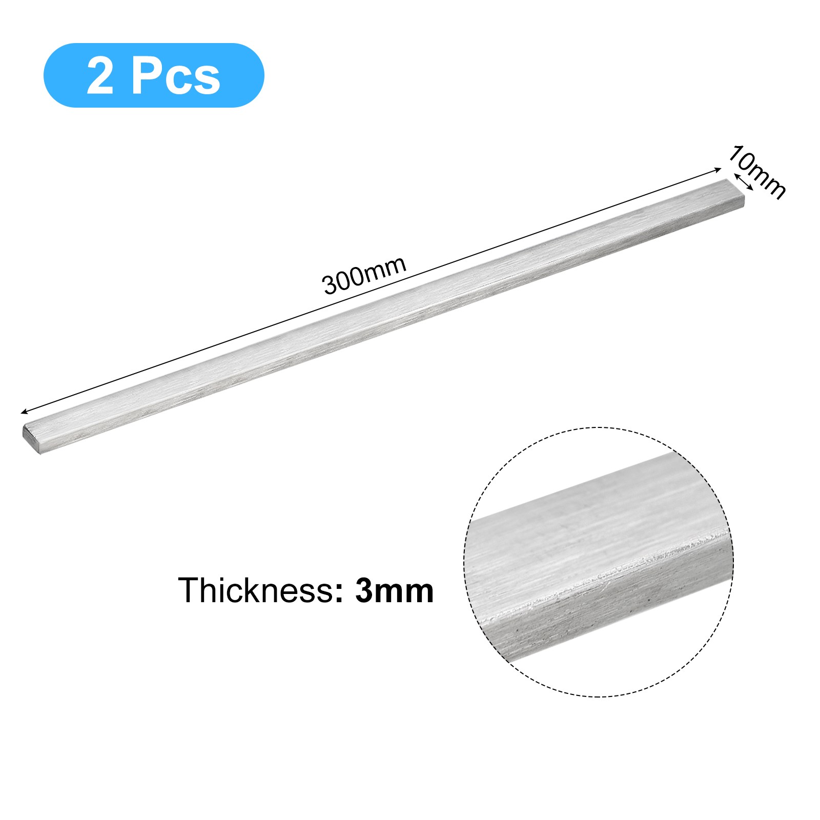 2 Pcs 1/8″ Thickness 3/8″ W 12″ L Stainless steel Flat Strip for DIY CRAFT