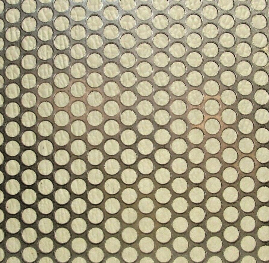 1/4″ HOLES – 16 GAUGE- 304 STAINLESS PERFORATED SHEET—5″ X 12″