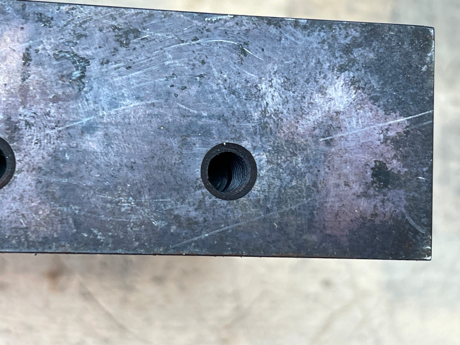 H13 tool steel flat bar stock 6 1/8 x 5 3/4 x 1 1/2 (holes on 1 end) – 15 lb