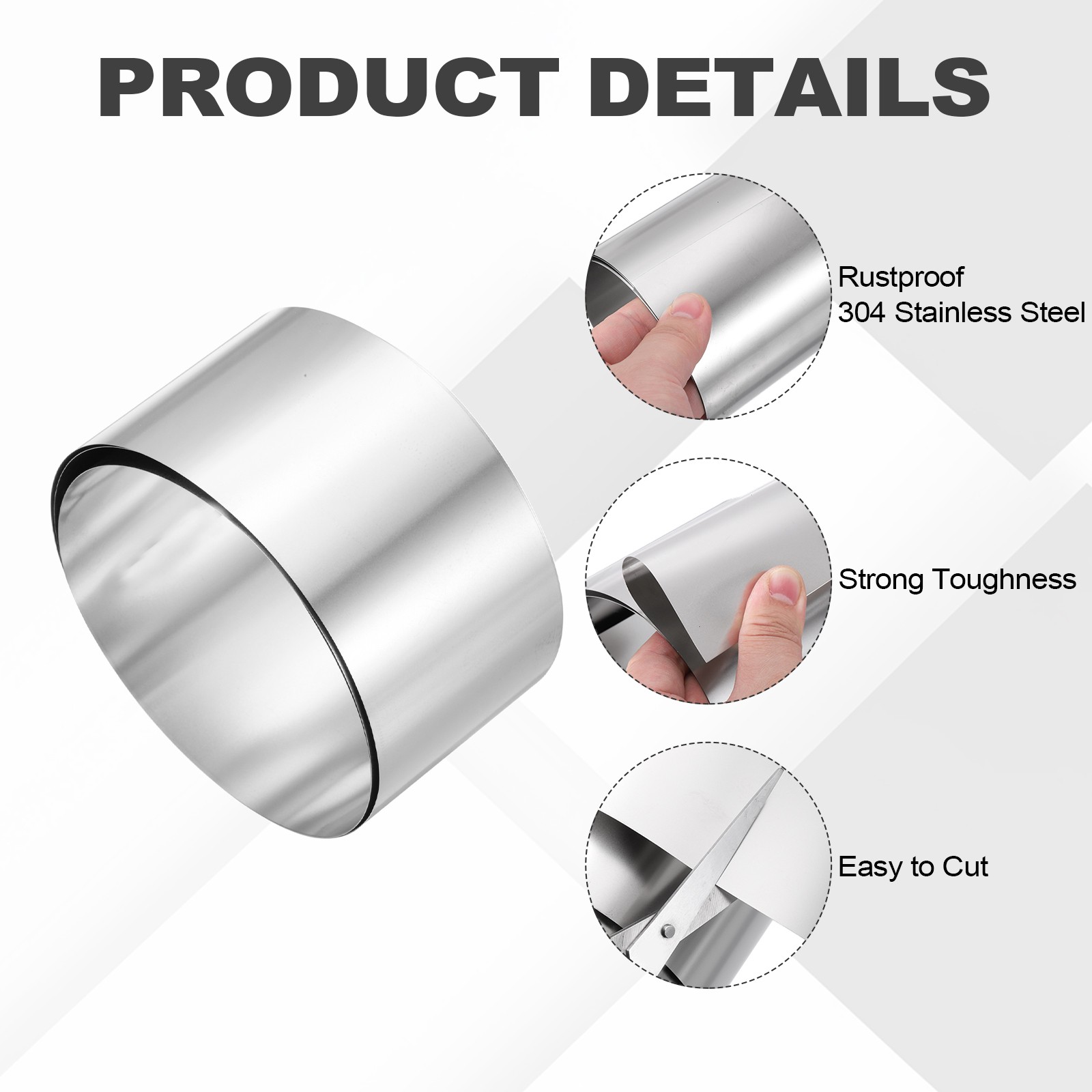 304 Stainless Steel Foil Roll 0.1mm x 50mm x 1m Metal Strip Sheet Silver Tone