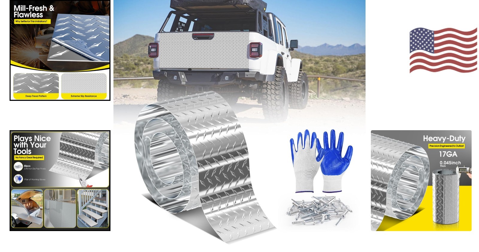Corrosion-Resistant 3003-H22 Diamond Plate Aluminum – Complete DIY Kit Included