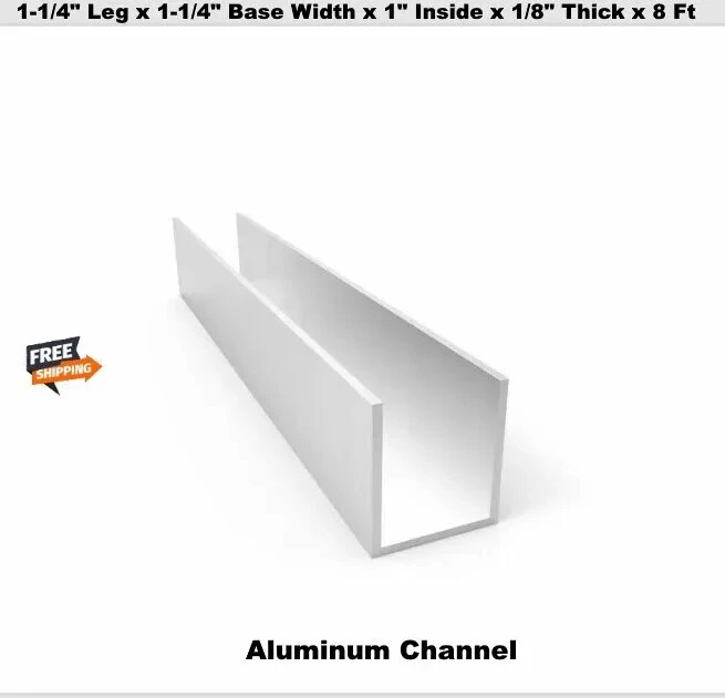 Aluminum Channel 1-1/4″ Leg x 1-1/4″ Base Width x 1″ Inside x 1/8″ Thick x 8 Ft