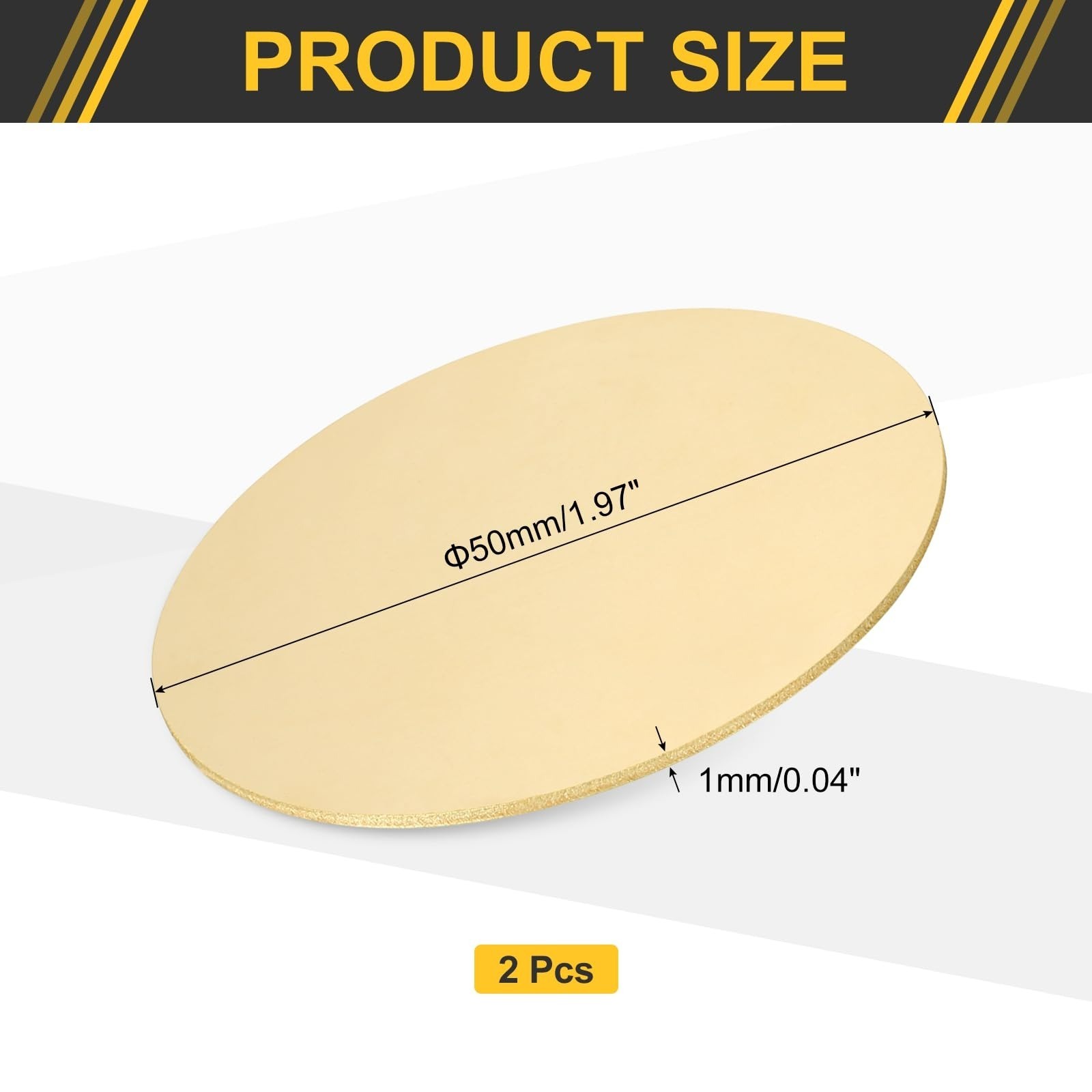 uxcell Brass Round Plate 0.04″ Thick 2″ Dia H62 2Pcs Metal Sheet