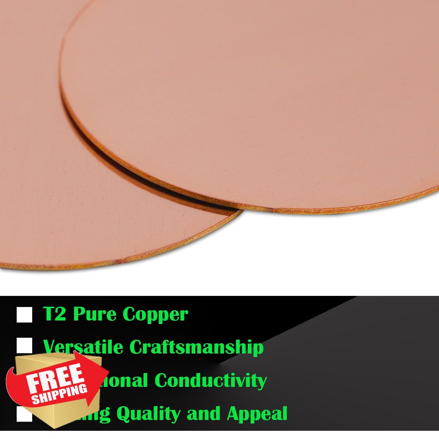 Uxney 6″ Copper Round Discs 14ga 1.5mm 2 Pack Metal Sheet