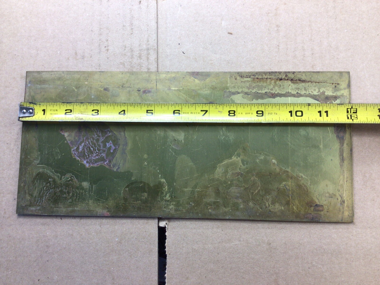 Brass Sheet Stock .063” X 5 3/8” X 12”. One Piece,