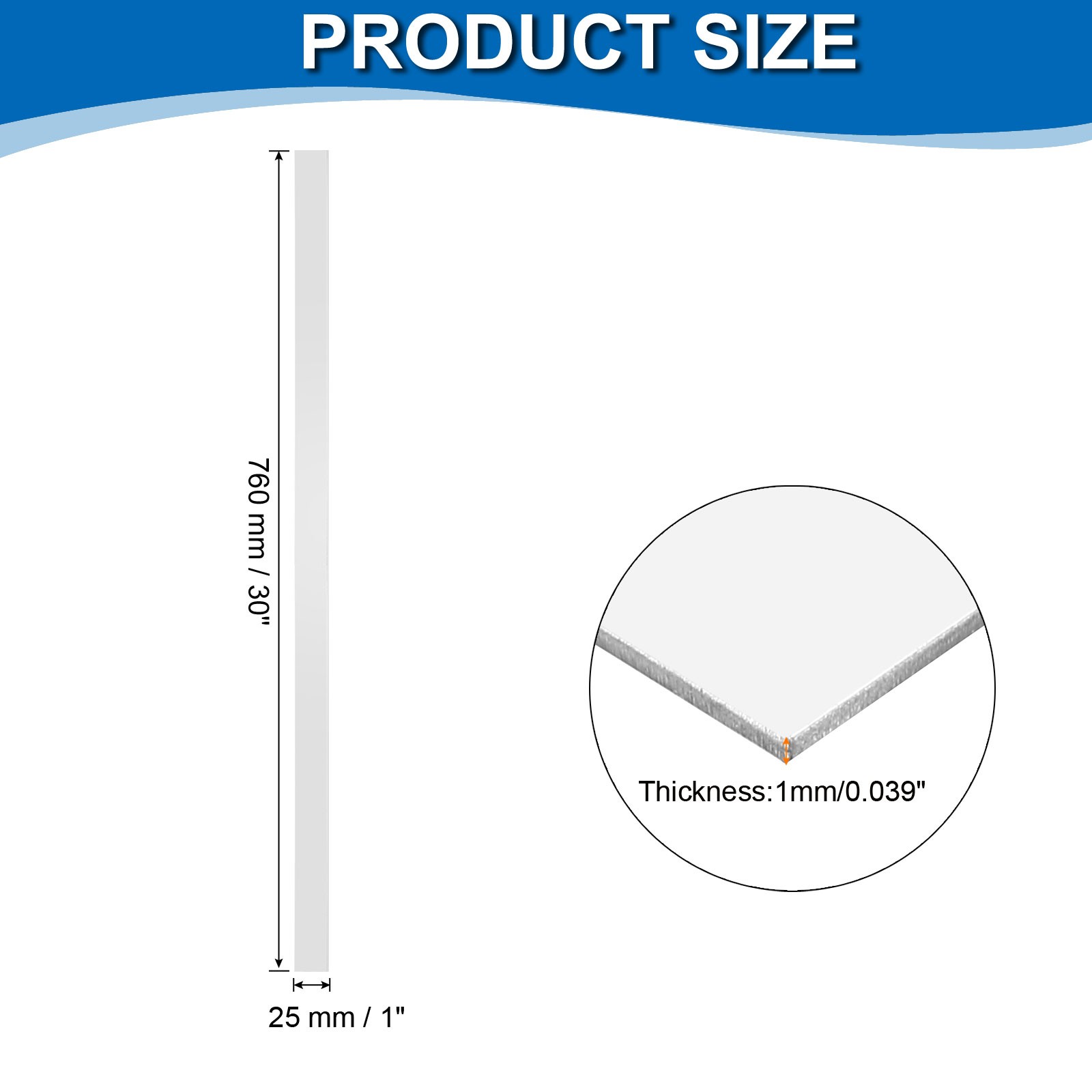 304 Stainless Steel Shims, 30 Inch x 1 Inch x 0.039 Inch Metal Strips Shim Sheet