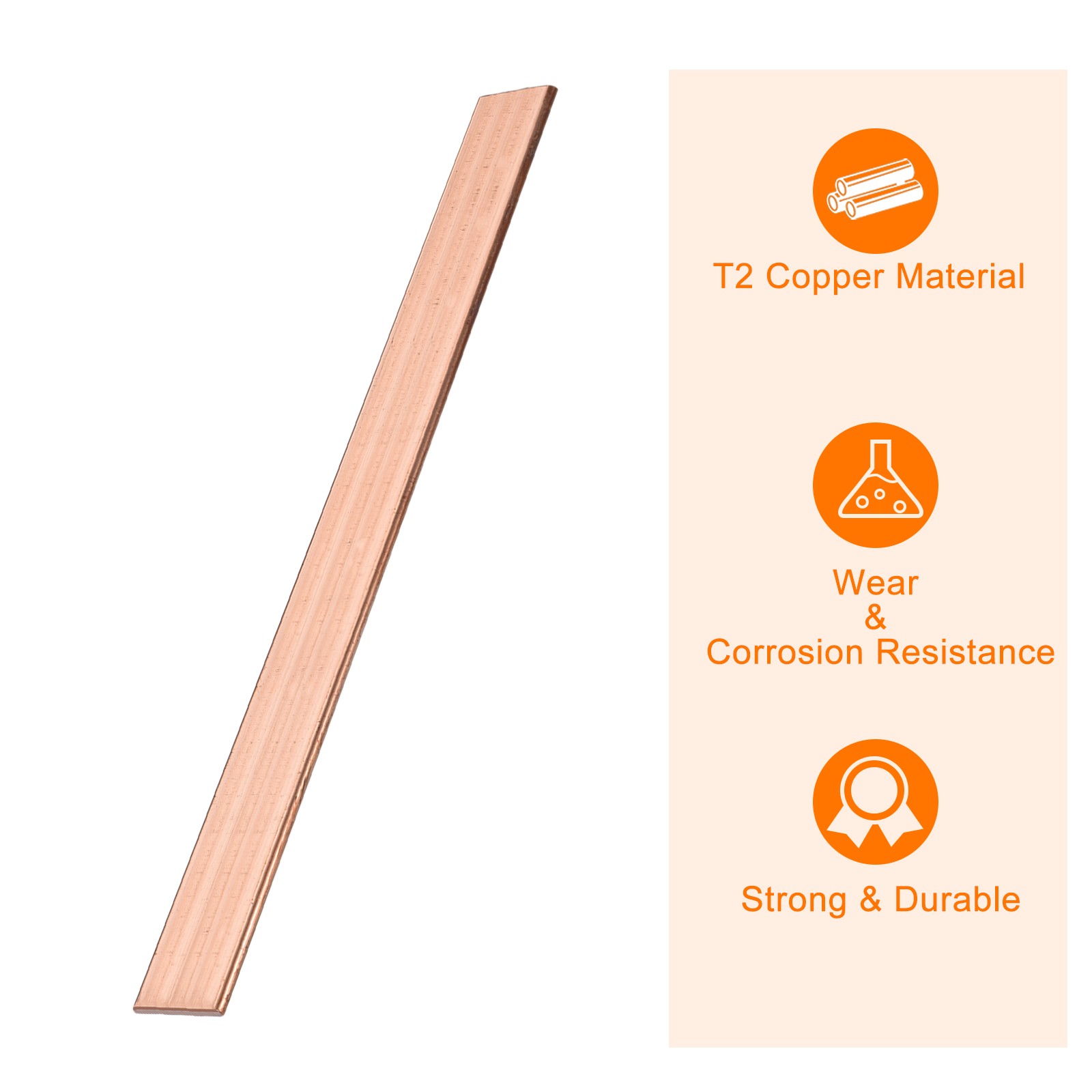 Copper Flat Bar 1/16″ Thickness x 1″ Width x 8″ Length Copper Bar Stock