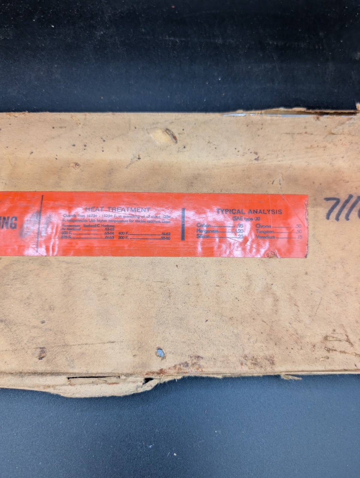NOS Nicholson Oil Hardening Precision Ground Flat Stock 7/16″ X 6″ X 18″ Type O1