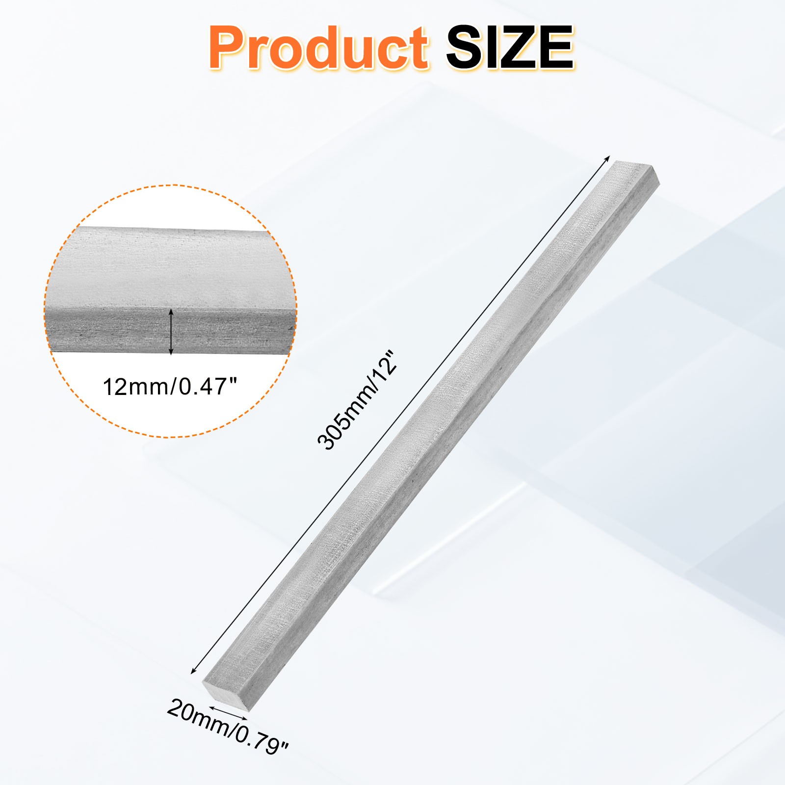 1018 Cold Rolled Carbon Steel Bar, 0.47″x0.79″x12″ Rectangular Flat Bar