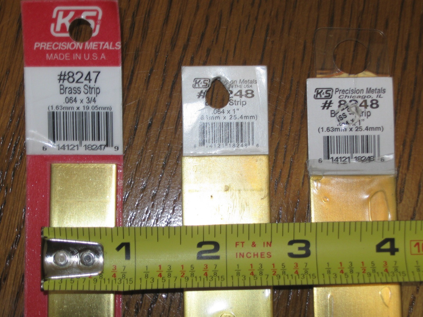 K&S .064″ Brass Strips 3/4″, 1″, 2″ wide x 12″ long – Mixed Lot of 7 pcs