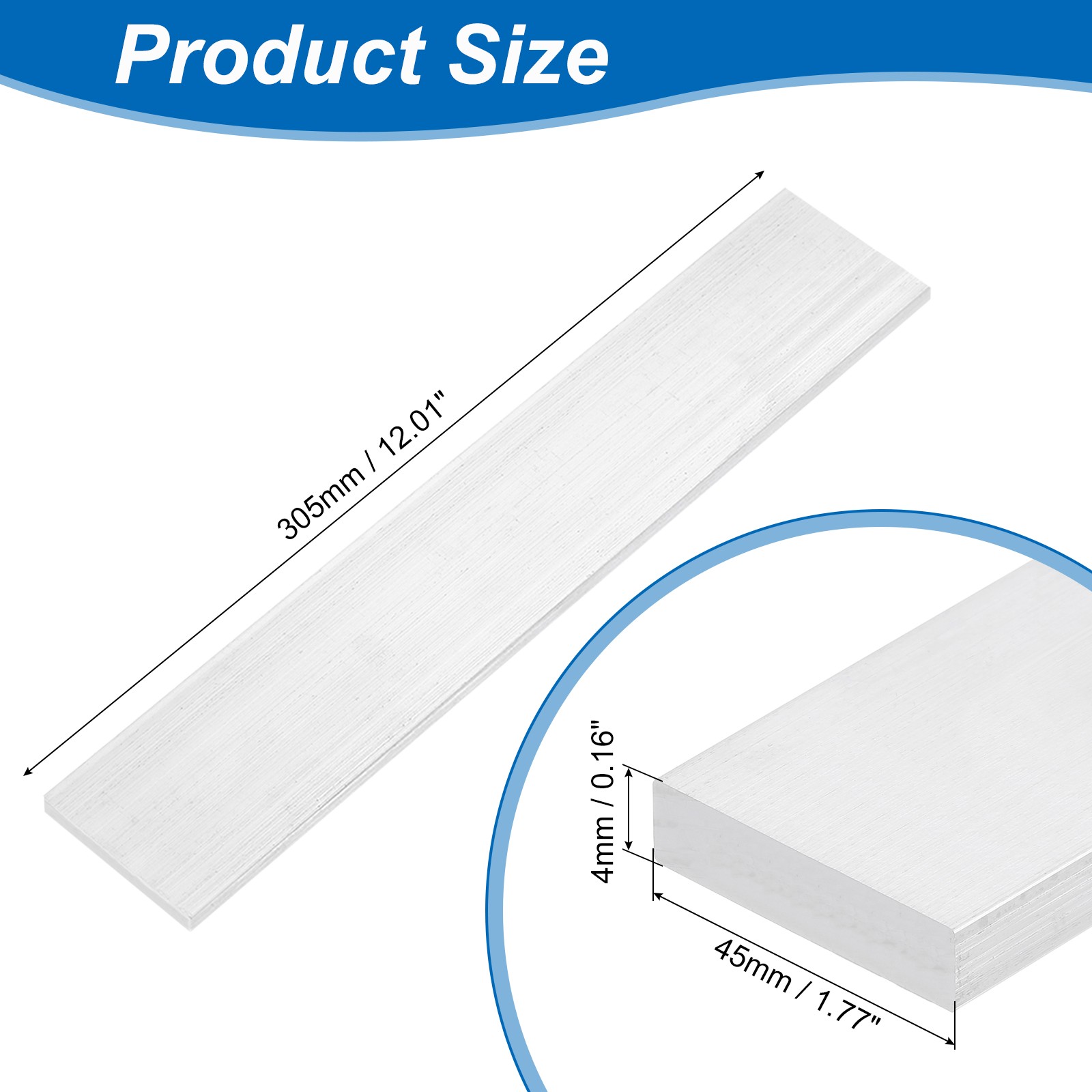 Square 6063 Aluminum Flat Bar, 5/32″ Thickness 1-3/4″ Width 12″ Length